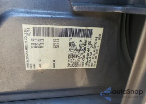 2014 Nissan Maxima S from USA, damaged, VIN 1N4AA5AP1EC463805
